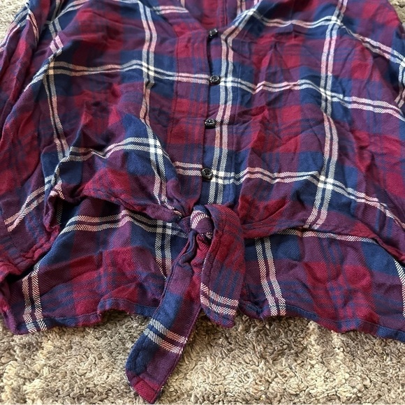 Rails Anthropologie Sloane Crop Top Plaid Flannel Self Tie Top - Picture 5 of 8